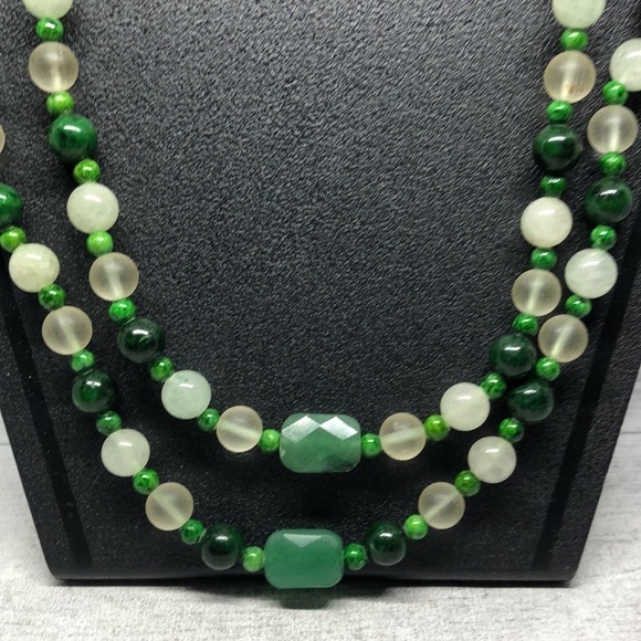 Vintage gemstone and glass bead statement necklace sterling silver 925 - Picture 8 of 9